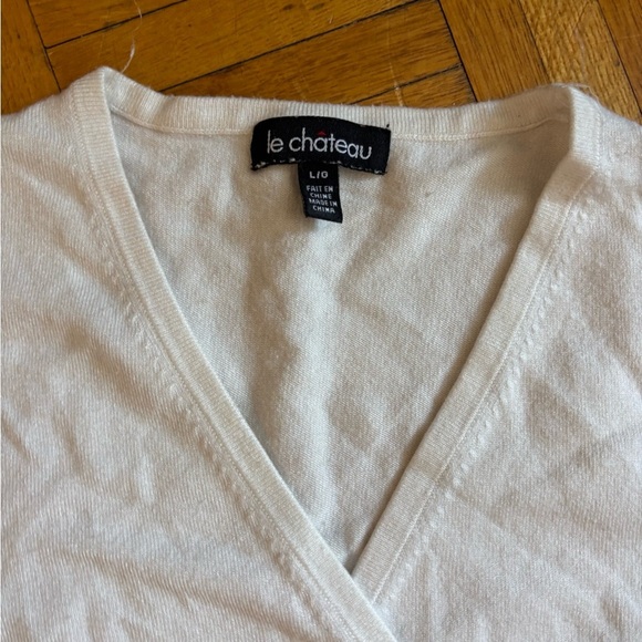 Vintage Le Chateau Cream V-Neck Top y2k wrap 90s - Picture 1 of 3
